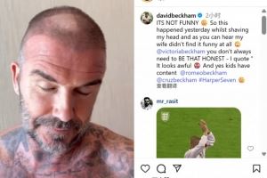 理发翻车！贝克汉姆社媒晒“斑秃新发型”：老婆说我丑爆了🤬