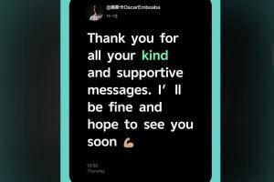 奥斯卡再报平安:感谢球迷们发来的祝福与留言,请放心我没事的